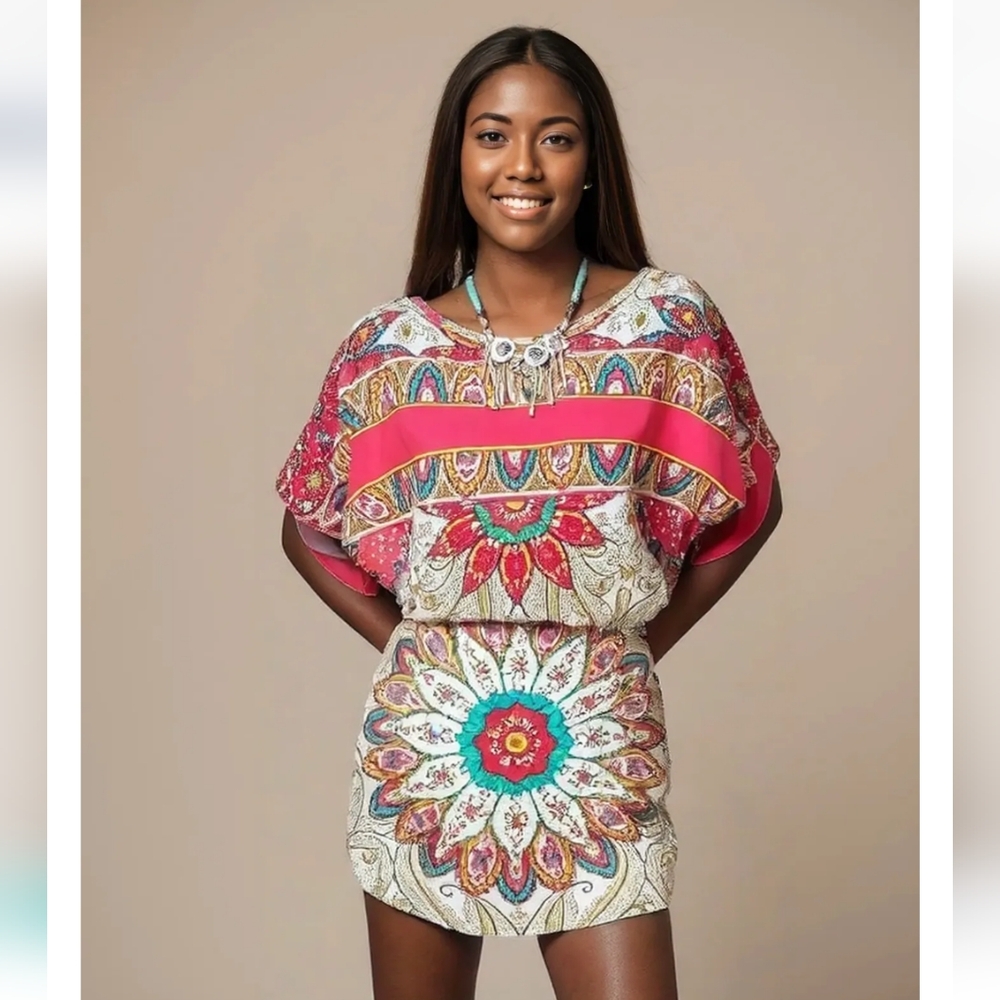 Eighty Six Light Weight Flower Print Top/Dress Size M